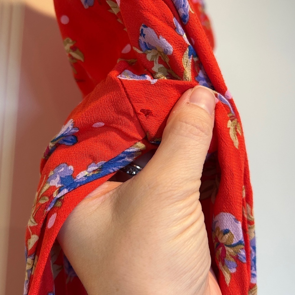 Zara Red Floral Wrap Sleeved Summer Dress - XS - Picture 10 of 10